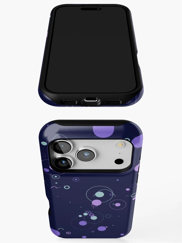 Thumbnail 3 of 4, iPhone Case, Abstract Purple Floating Geometric Circles Pattern designed and sold by GraphyLab.