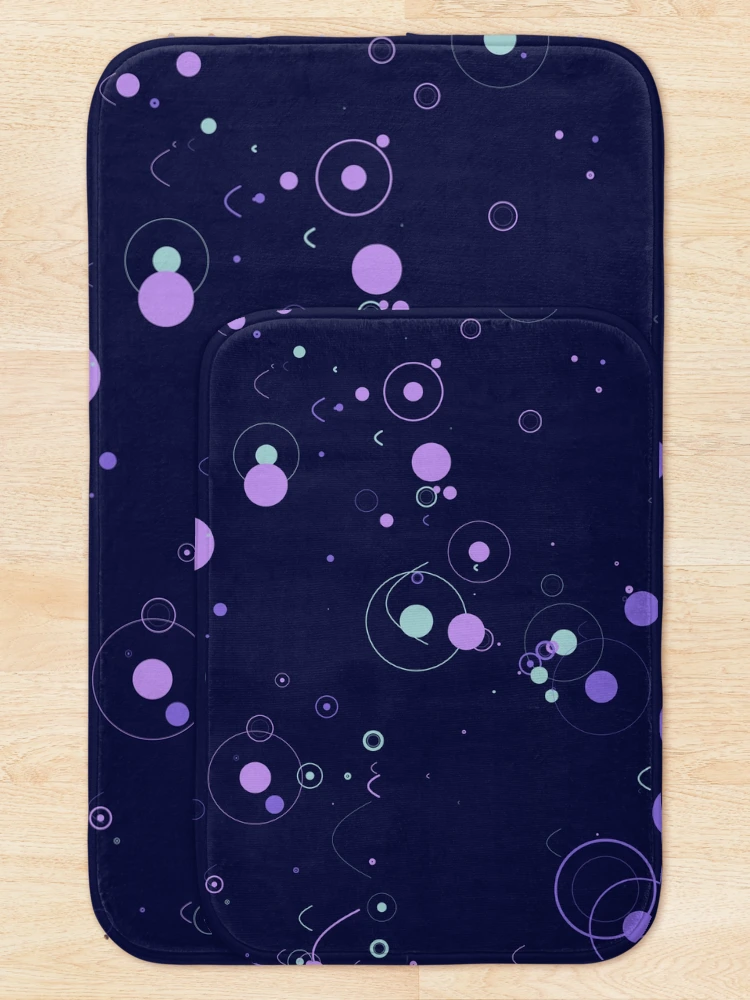 Thumbnail 5 of 6, Bath Mat, Abstract Purple Floating Geometric Circles Pattern designed and sold by GraphyLab.