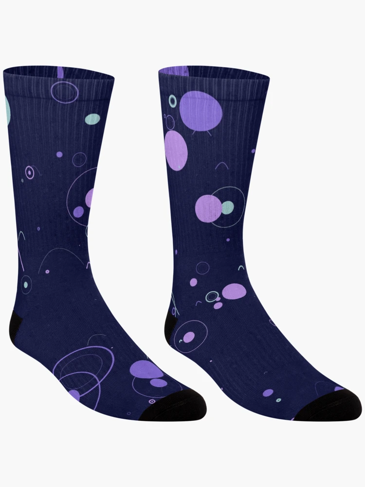 Thumbnail 3 of 5, Socks, Abstract Purple Floating Geometric Circles Pattern designed and sold by GraphyLab.