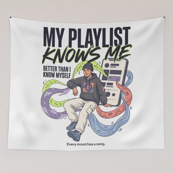 Item preview, My Playlist Knows Me | Premium Music Lover Streetwear | Gen Z Playlist Graphic Tee designed and sold by SAJ Design Studio.