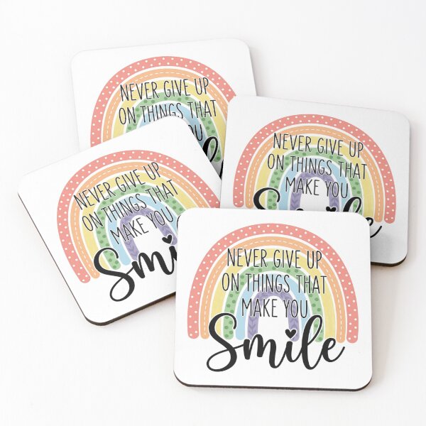 Item preview, Never Give Up On Things That Make You Smile Boho Pastel Rainbow Quote designed and sold by raedattia.