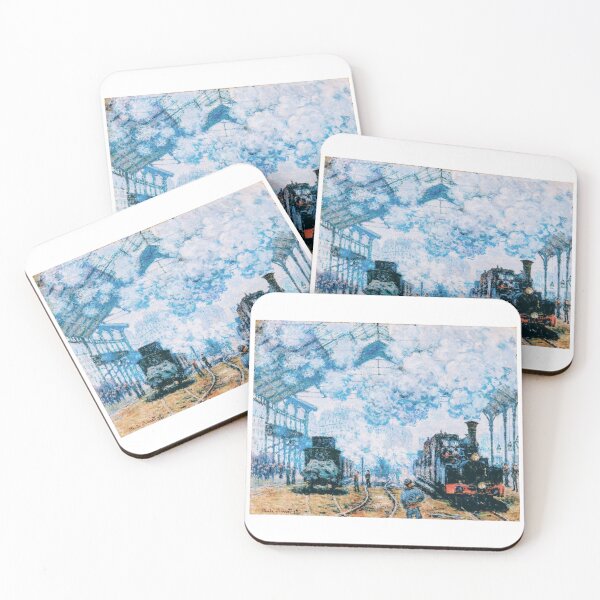 Item preview, The Saint Lazare Station Blue Steam Engines with Vivid Colors Remastered designed and sold by studio-koichiro.