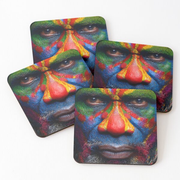 Item preview, Vibrant Tribal Face Paint with Feathers and Colors designed and sold by Artessie.