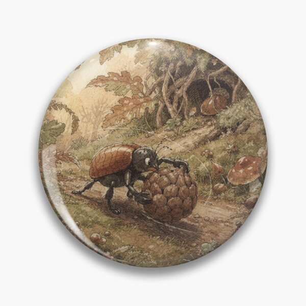 Item preview, Beetle Folk Rolling an Acorn Home to the Burrow Storybook Art designed and sold by PictorialWhimsy.