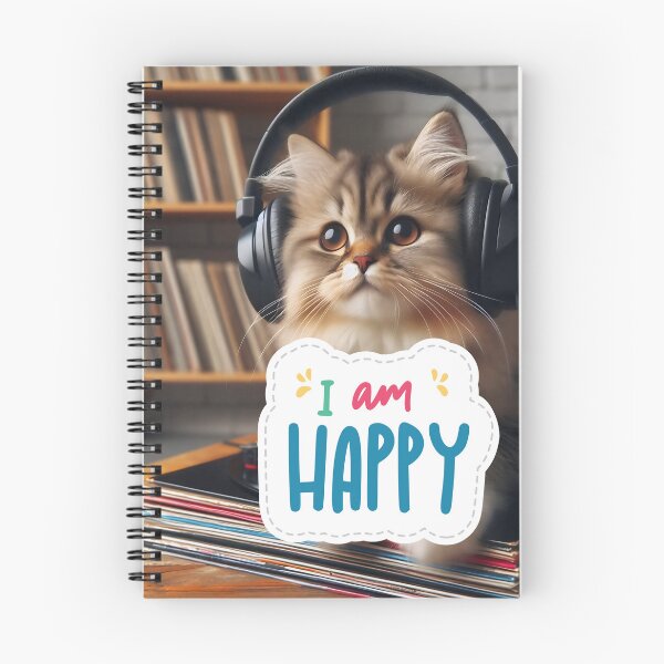 Item preview, Cute Cat Wearing Headphones I Am Happy designed and sold by Soluna Studio.