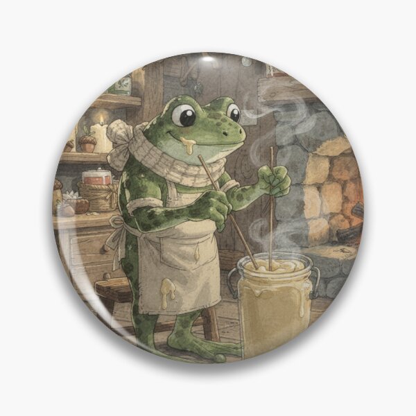 Item preview, Frog Candle-Maker Dipping Reed Wicks by the Fire Cottagecore Art designed and sold by PictorialWhimsy.