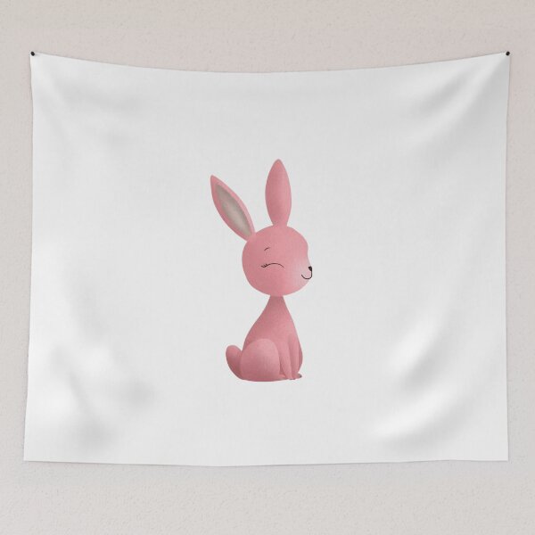 Item preview, Peaceful Pink Rabbit Sitting With Sweet Closed Eyes designed and sold by QuietnoiseMax.