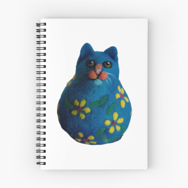 Item preview, Floral Blue Cat Whimsical Needle Felted Folk Art Design designed and sold by monikatoyoshima.