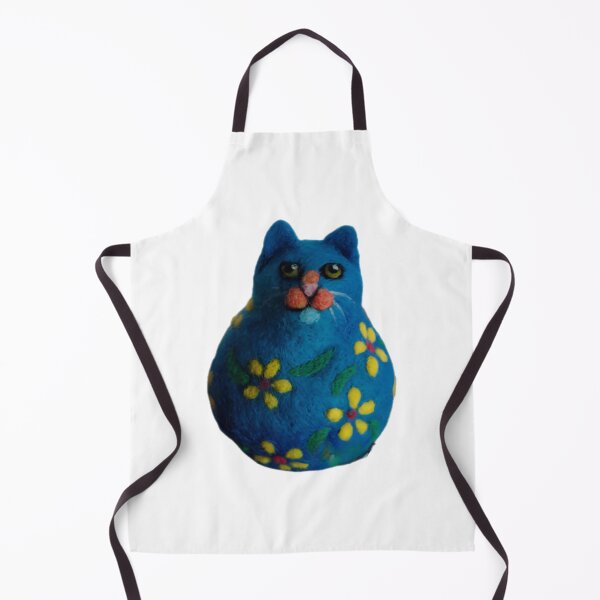 Item preview, Floral Blue Cat Whimsical Needle Felted Folk Art Design designed and sold by monikatoyoshima.
