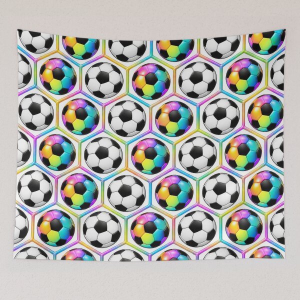 Item preview, Pastel Rainbow Football Seamless Pattern – Fun Sports Artwork designed and sold by annenambiro.
