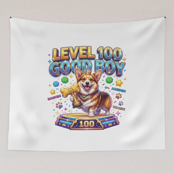 Item preview, Level 100 Good Boy Corgi Gaming Art designed and sold by pradeepvisuals.