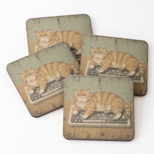 Item preview, Fat Ginger Cat Refusing to Move Off the Keyboard Folk Art designed and sold by PictorialWhimsy.