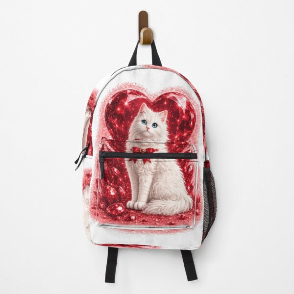 Item preview, White Cat with Red Crystal Heart designed and sold by LiMarchee.