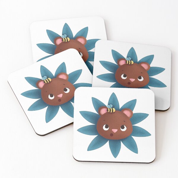 Item preview, Surprised Brown Bear Flower With Tiny Bumblebee Friend designed and sold by QuietnoiseMax.