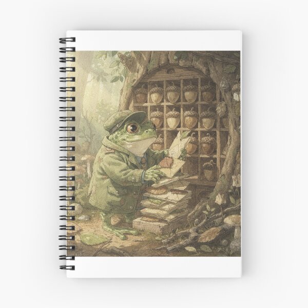Item preview, Toad Postmaster Sorting Tiny Leaf Letters Cottagecore Art designed and sold by PictorialWhimsy.
