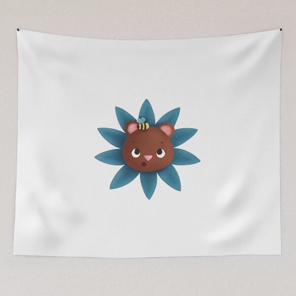 Item preview, Surprised Brown Bear Flower With Tiny Bumblebee Friend designed and sold by QuietnoiseMax.