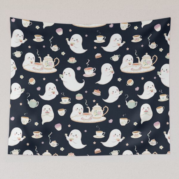 Item preview, Ghost Tea Party Illustration Pattern designed and sold by UnhingedBird.