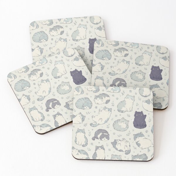 Item preview, Kawaii Chubby Cats – Cute Gray & White Cat Watercolor Pattern – Cat Lover Gift Print designed and sold by @SHINTOSARTSTORE.