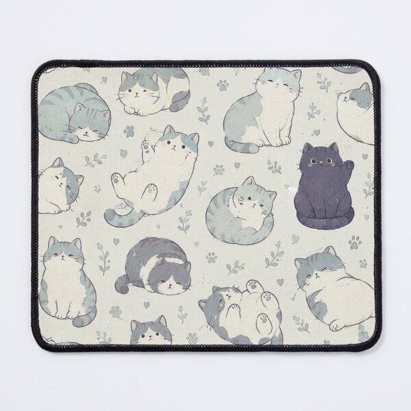 Item preview, Kawaii Chubby Cats – Cute Gray & White Cat Watercolor Pattern – Cat Lover Gift Print designed and sold by @SHINTOSARTSTORE.