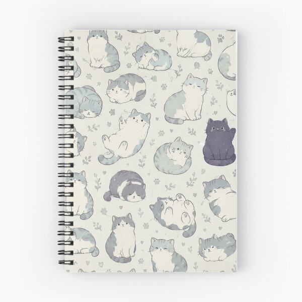 Item preview, Kawaii Chubby Cats – Cute Gray & White Cat Watercolor Pattern – Cat Lover Gift Print designed and sold by @SHINTOSARTSTORE.