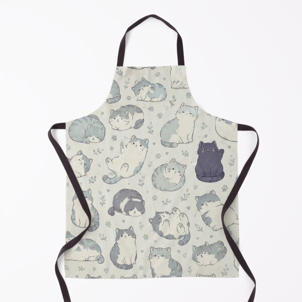 Item preview, Kawaii Chubby Cats – Cute Gray & White Cat Watercolor Pattern – Cat Lover Gift Print designed and sold by @SHINTOSARTSTORE.