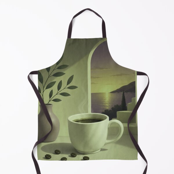 Item preview, Olive Green Evening Coffee | Mediterranean Moonlight Art designed and sold by joycrysstudio.