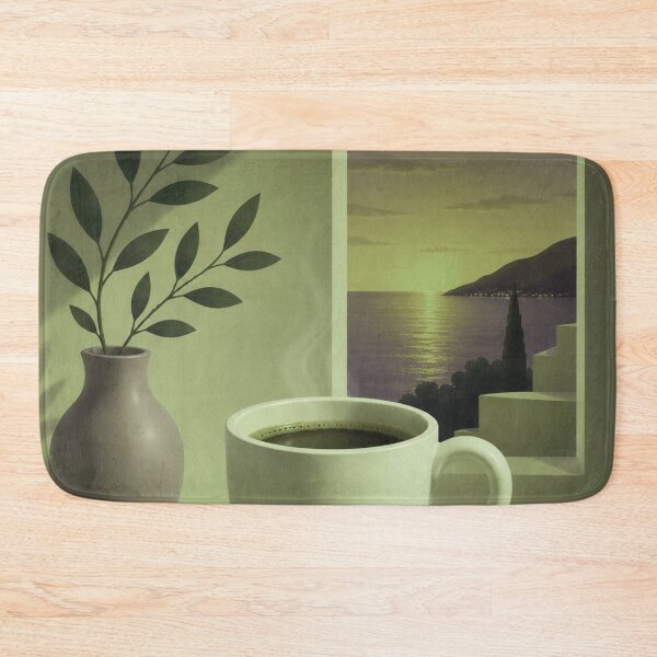 Item preview, Olive Green Evening Coffee | Mediterranean Moonlight Art designed and sold by joycrysstudio.