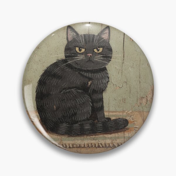 Item preview, Black Cat Loafing Like a Bread Roll on the Doormat Folk Art designed and sold by PictorialWhimsy.