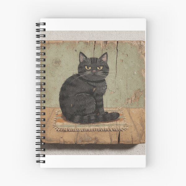 Item preview, Black Cat Loafing Like a Bread Roll on the Doormat Folk Art designed and sold by PictorialWhimsy.