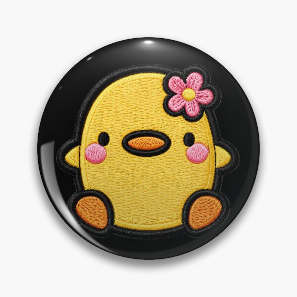 Aperçu de l'œuvre Illustration d'écusson brodé Poussin jaune kawaii créée et vendue par ColorSplash123.