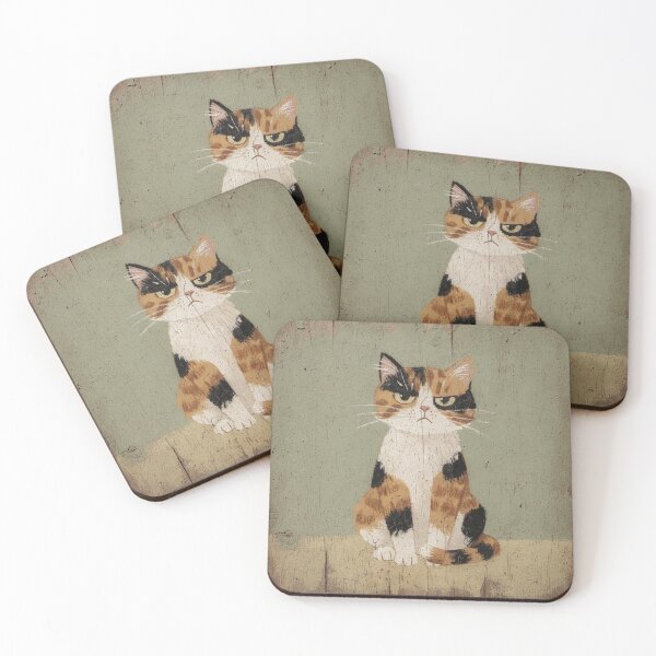 Item preview, Calico Cat Glaring After a Trip to the Vet Folk Art designed and sold by PictorialWhimsy.