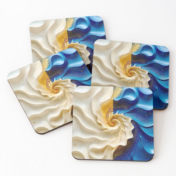 Item preview, Swirling Abstract Waves in Blue and Gold designed and sold by Vicky Brago-Mitchell®.