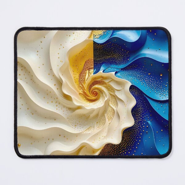 Item preview, Swirling Abstract Waves in Blue and Gold designed and sold by Vicky Brago-Mitchell®.