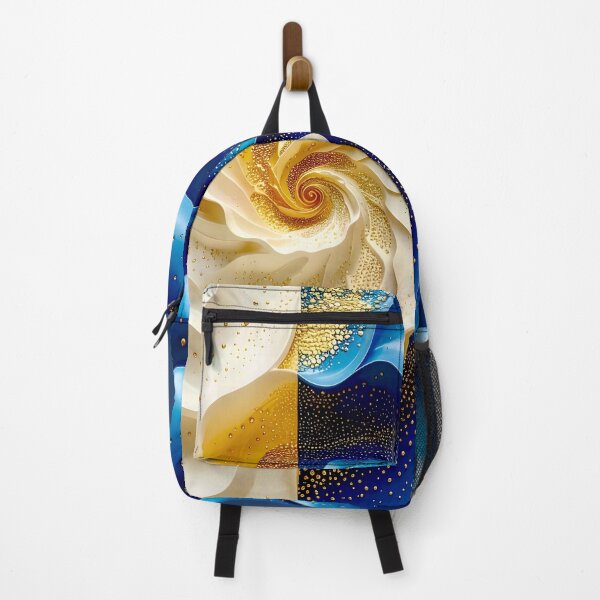 Item preview, Swirling Abstract Waves in Blue and Gold designed and sold by Vicky Brago-Mitchell®.