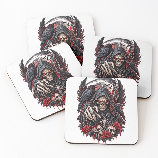 Item preview, Gothic Reaper & Dark Wolf – Crimson Moon Horror Fantasy designed and sold by treandsart.