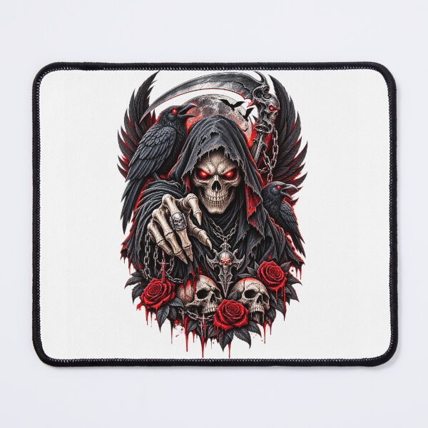 Item preview, Gothic Reaper & Dark Wolf – Crimson Moon Horror Fantasy designed and sold by treandsart.