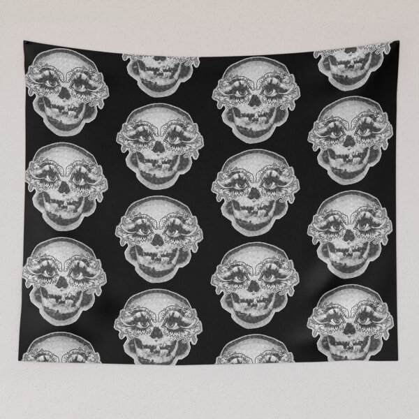 Item preview, Halftone Skull With Vintage Eyelashes designed and sold by weirdove.