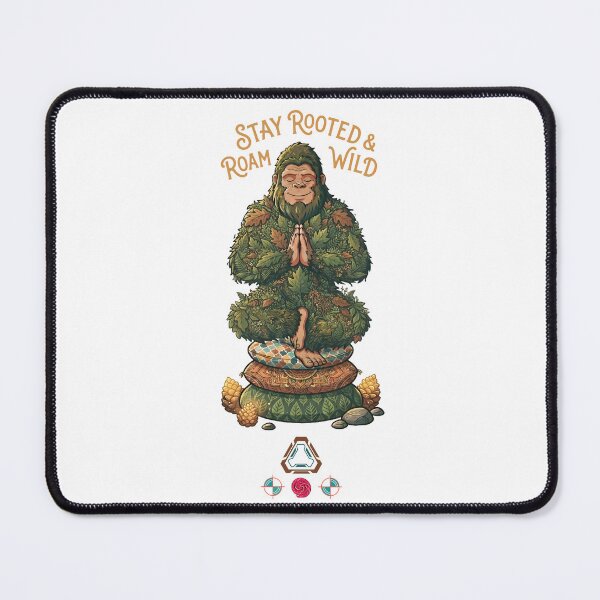 Item preview, Stay Rooted & Roam Wild - Forest Sasquatch Yoga Art designed and sold by Whimsy Trail Co.