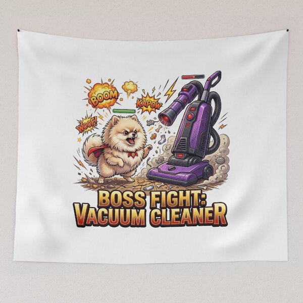 Item preview, Vacuum Cleaner Boss Fight Funny Dog Art designed and sold by pradeepvisuals.