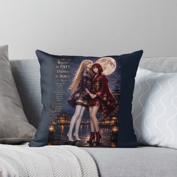 Item preview, Bound by Fate, United by Soul – Moonlit Anime Romance Art Print designed and sold by Kurekou Lab.