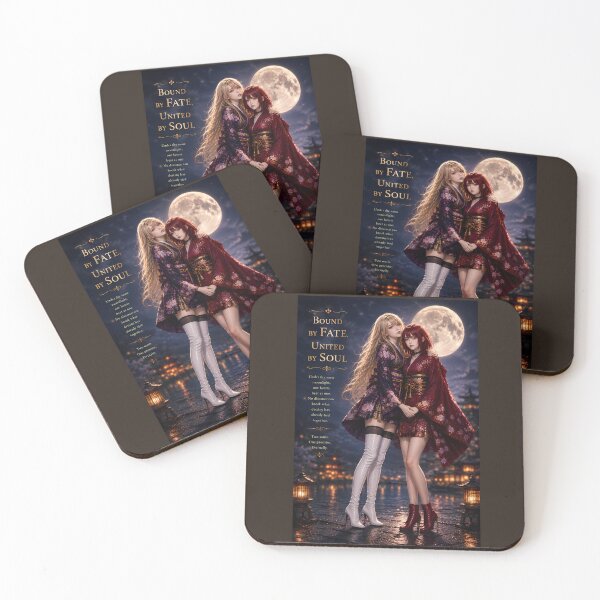 Item preview, Bound by Fate, United by Soul – Moonlit Anime Romance Art Print designed and sold by Kurekou Lab.