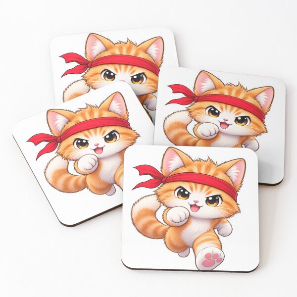 Item preview, Cute Orange Cat Red Headband Kawaii Sticker designed and sold by Genzfirevibes.
