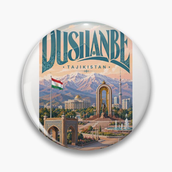 Item preview, Dushanbe Tajikistan with Ismoil Somoni Monument and Pamir Mountains designed and sold by Places On Earth.