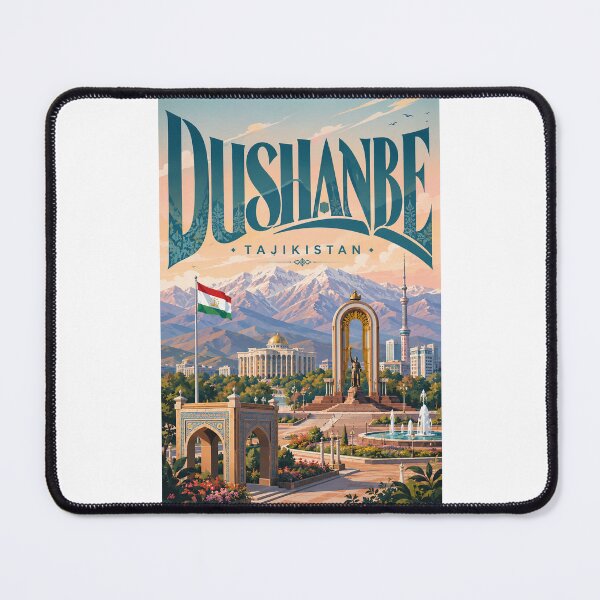 Item preview, Dushanbe Tajikistan with Ismoil Somoni Monument and Pamir Mountains designed and sold by Places On Earth.