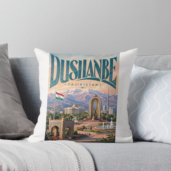 Item preview, Dushanbe Tajikistan with Ismoil Somoni Monument and Pamir Mountains designed and sold by Places On Earth.