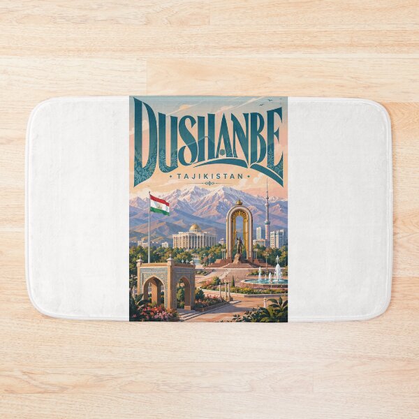Item preview, Dushanbe Tajikistan with Ismoil Somoni Monument and Pamir Mountains designed and sold by Places On Earth.