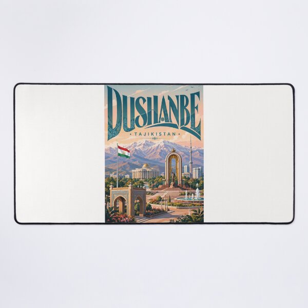 Item preview, Dushanbe Tajikistan with Ismoil Somoni Monument and Pamir Mountains designed and sold by Places On Earth.