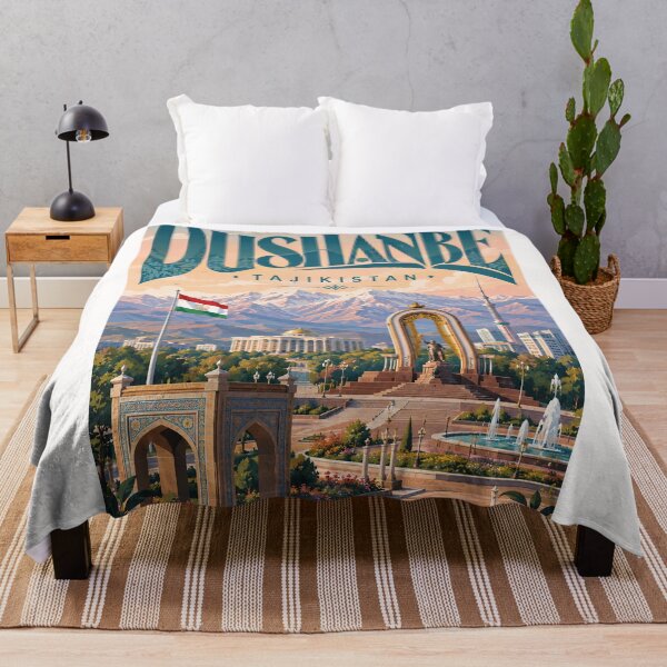 Item preview, Dushanbe Tajikistan with Ismoil Somoni Monument and Pamir Mountains designed and sold by Places On Earth.