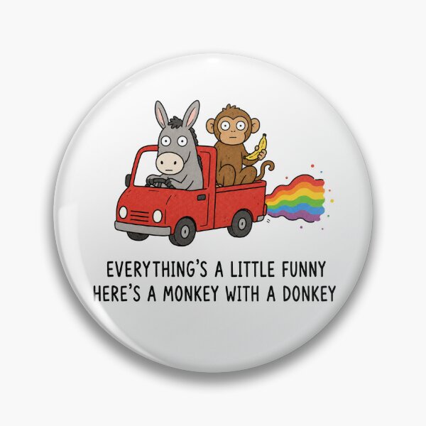 Item preview, Funny Monkey and Donkey Pun Cute Animal Meme Rainbow Truck designed and sold by MonkiFlipp.