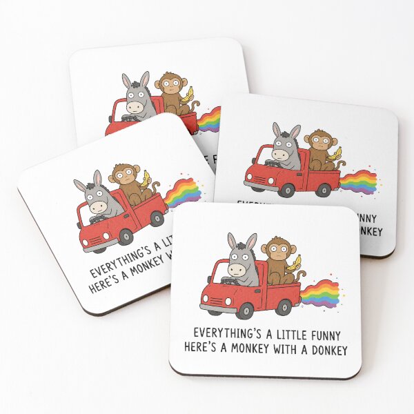 Item preview, Funny Monkey and Donkey Pun Cute Animal Meme Rainbow Truck designed and sold by MonkiFlipp.